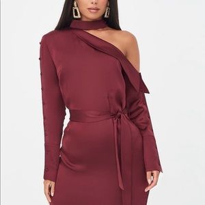 Burgundy satin dress shirt